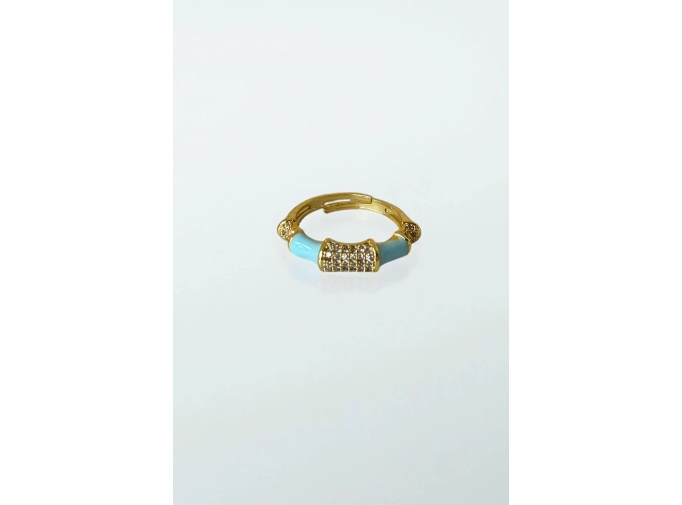 Altın Renk Taş Detaylı Ayarlanabilir Yüzük