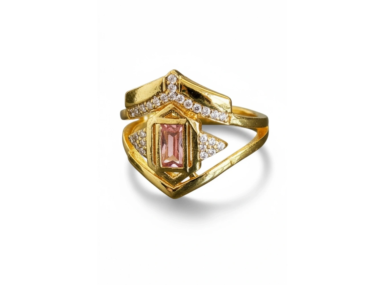 Altın Renk Taş Detaylı Ayarlanabilir Yüzük