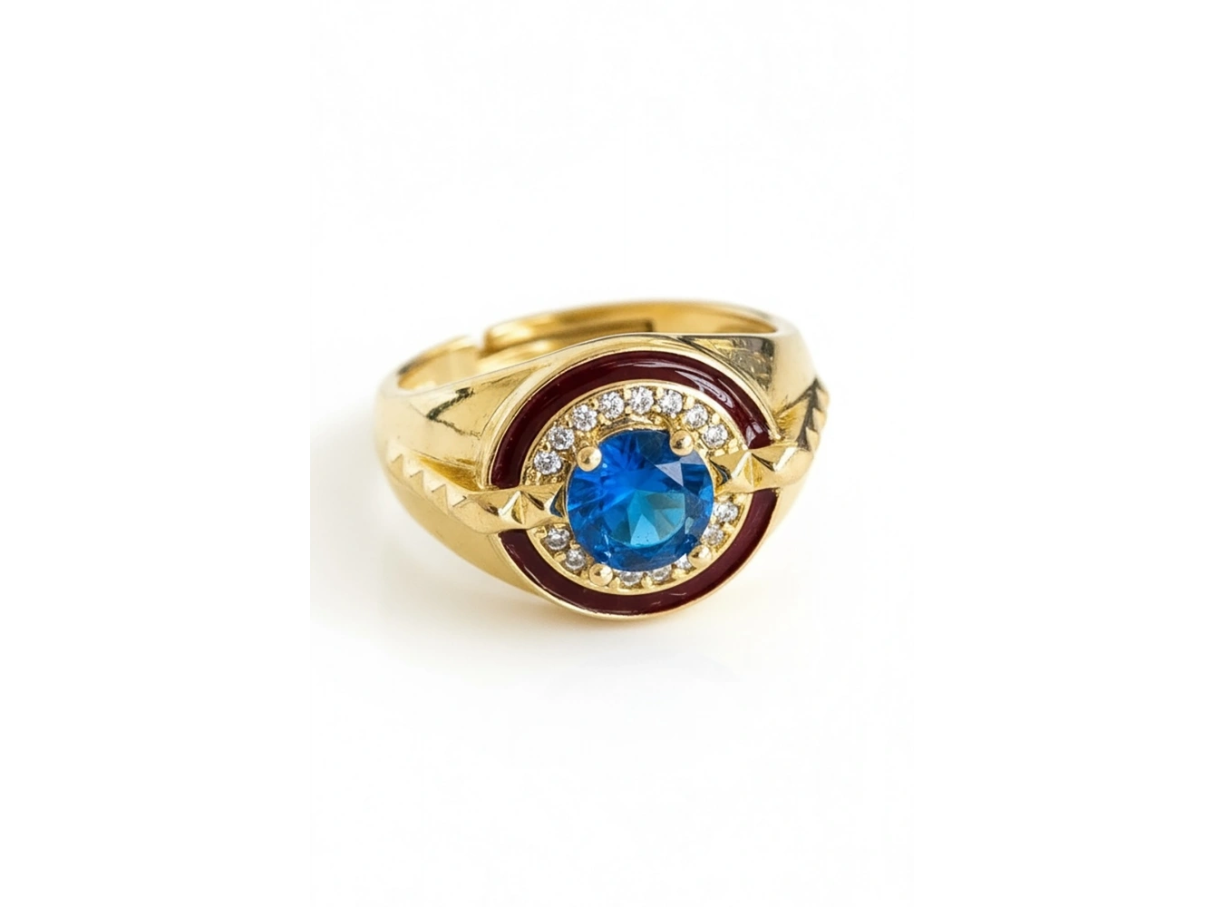 Altın Renk Taş Detaylı Ayarlanabilir Yüzük