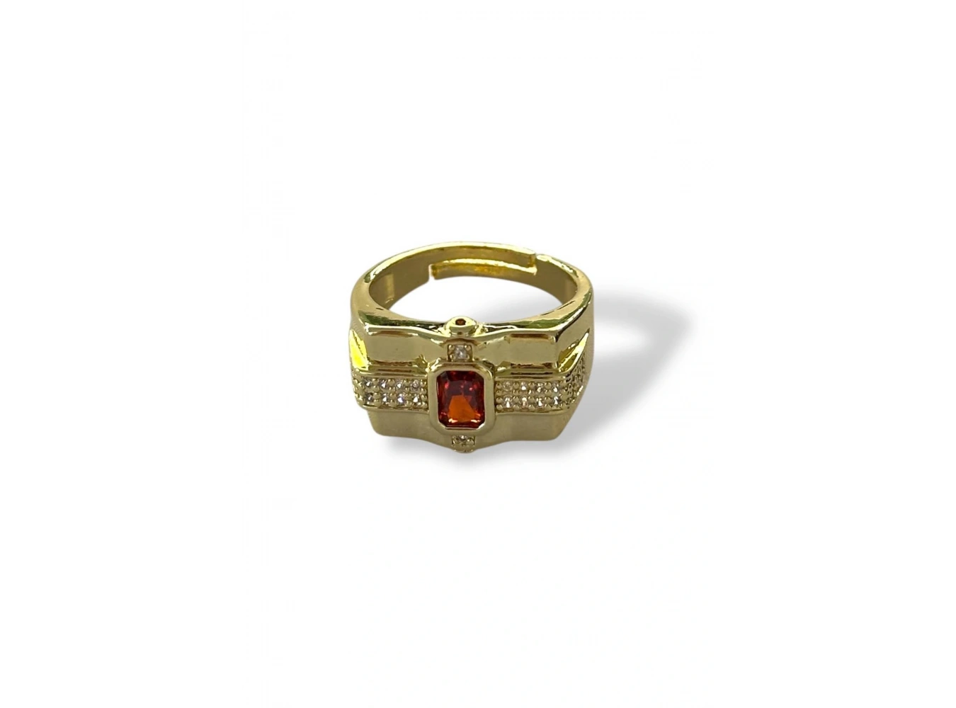 Altın Renk Taş Detaylı Ayarlanabilir Yüzük