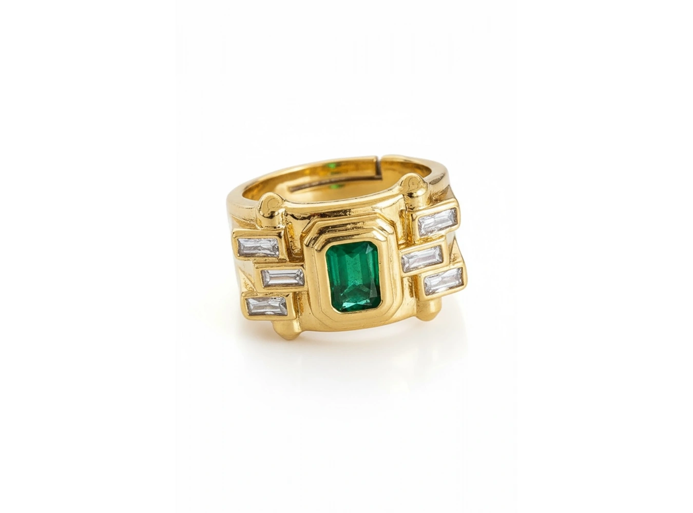 Altın Renk Taş Detaylı Ayarlanabilir Yüzük