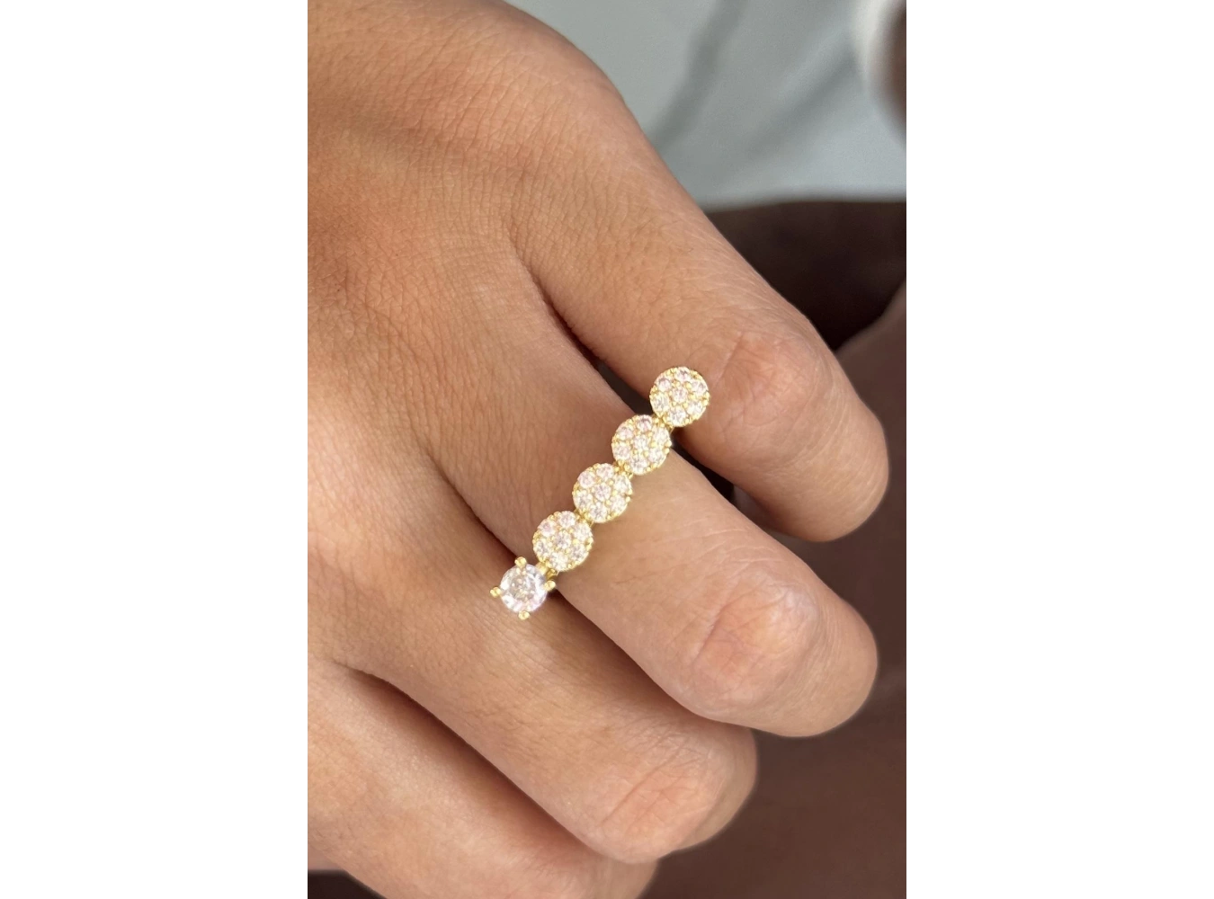 Altın Renk Taş Detaylı Ayarlanabilir Yüzük