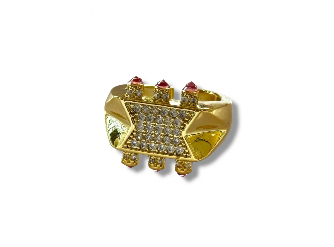 Altın Renk Taş Detaylı Ayarlanabilir Yüzük