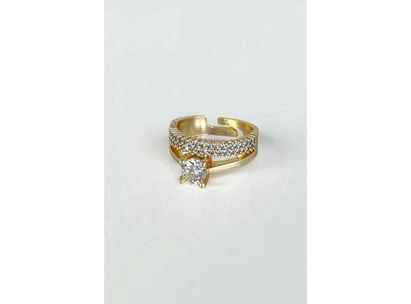 Altın Renk Taş Detaylı Ayarlanabilir Yüzük