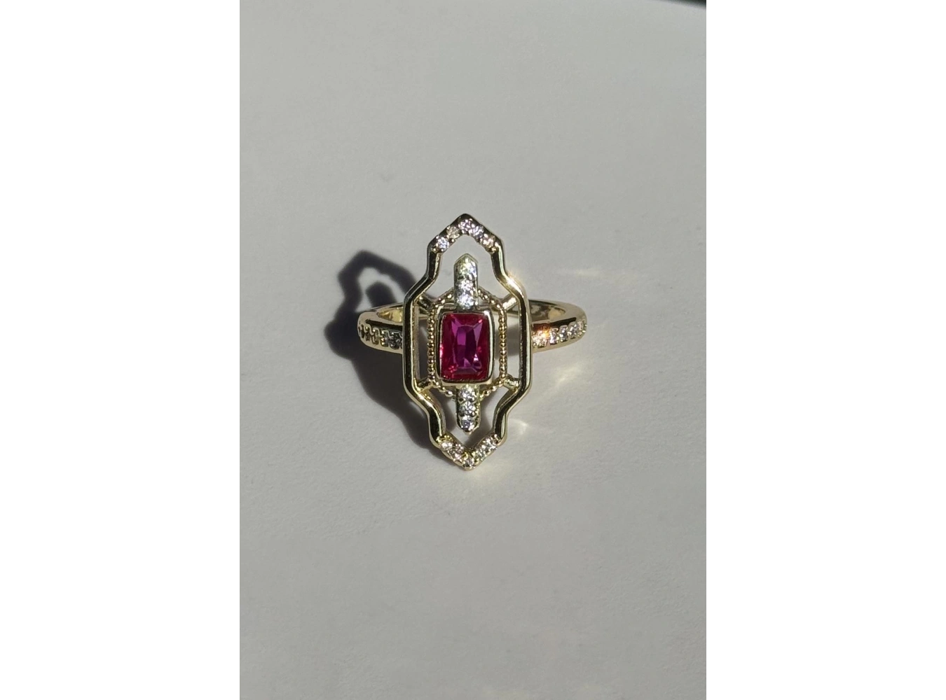 Altın Renk Taş Detaylı Ayarlanabilir Yüzük