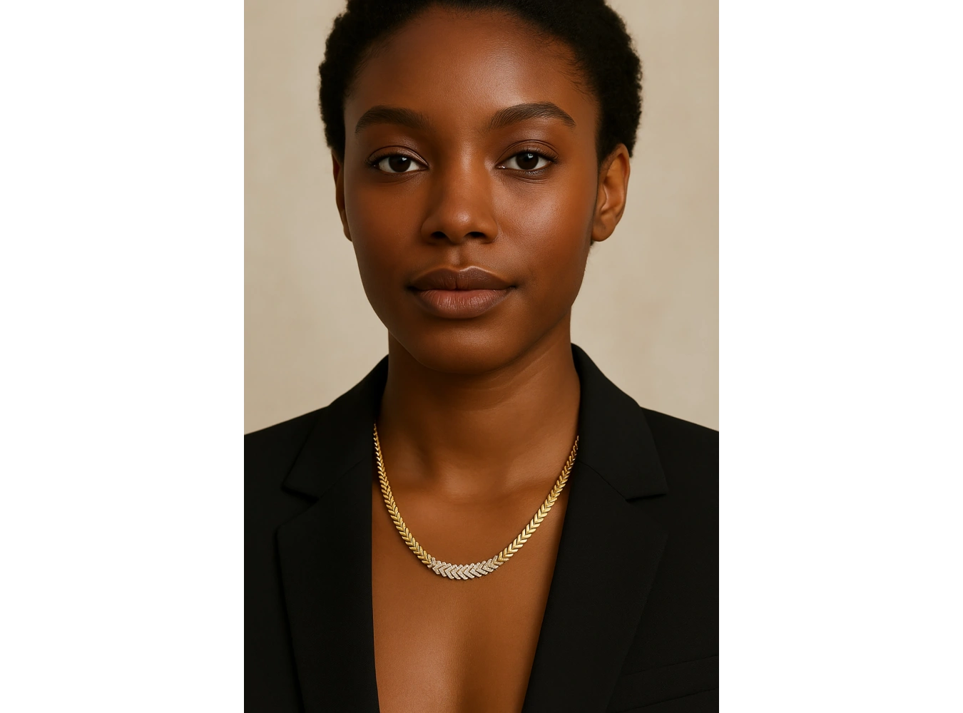 Altın Renk Taş Detaylı Balık Sırtı VİP Kolye