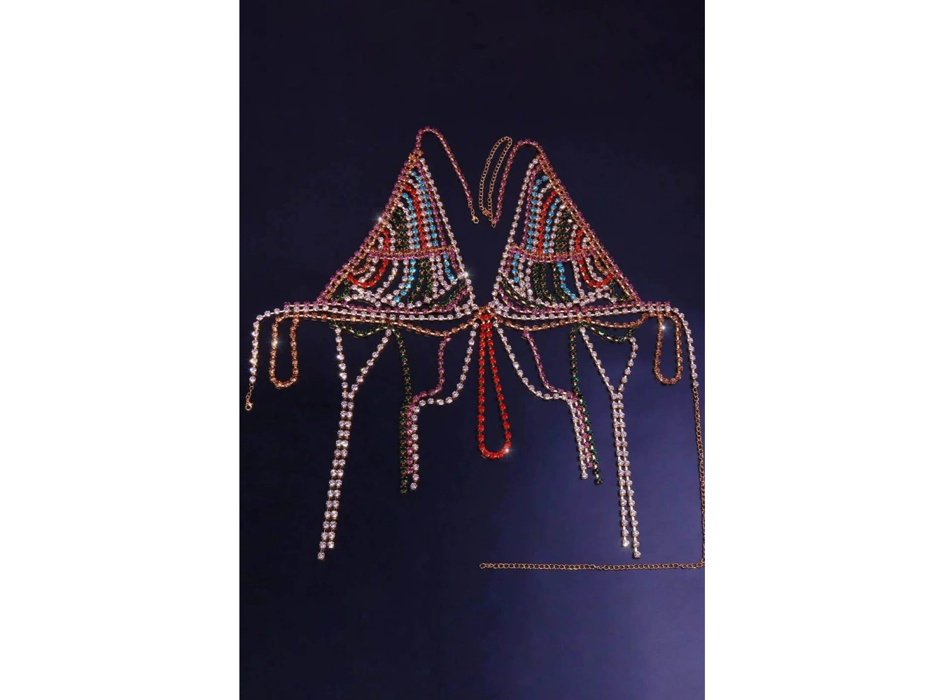 Altın Renk Taş Detaylı Bikini Üstü /Bralet /Vücut Aksesuarı