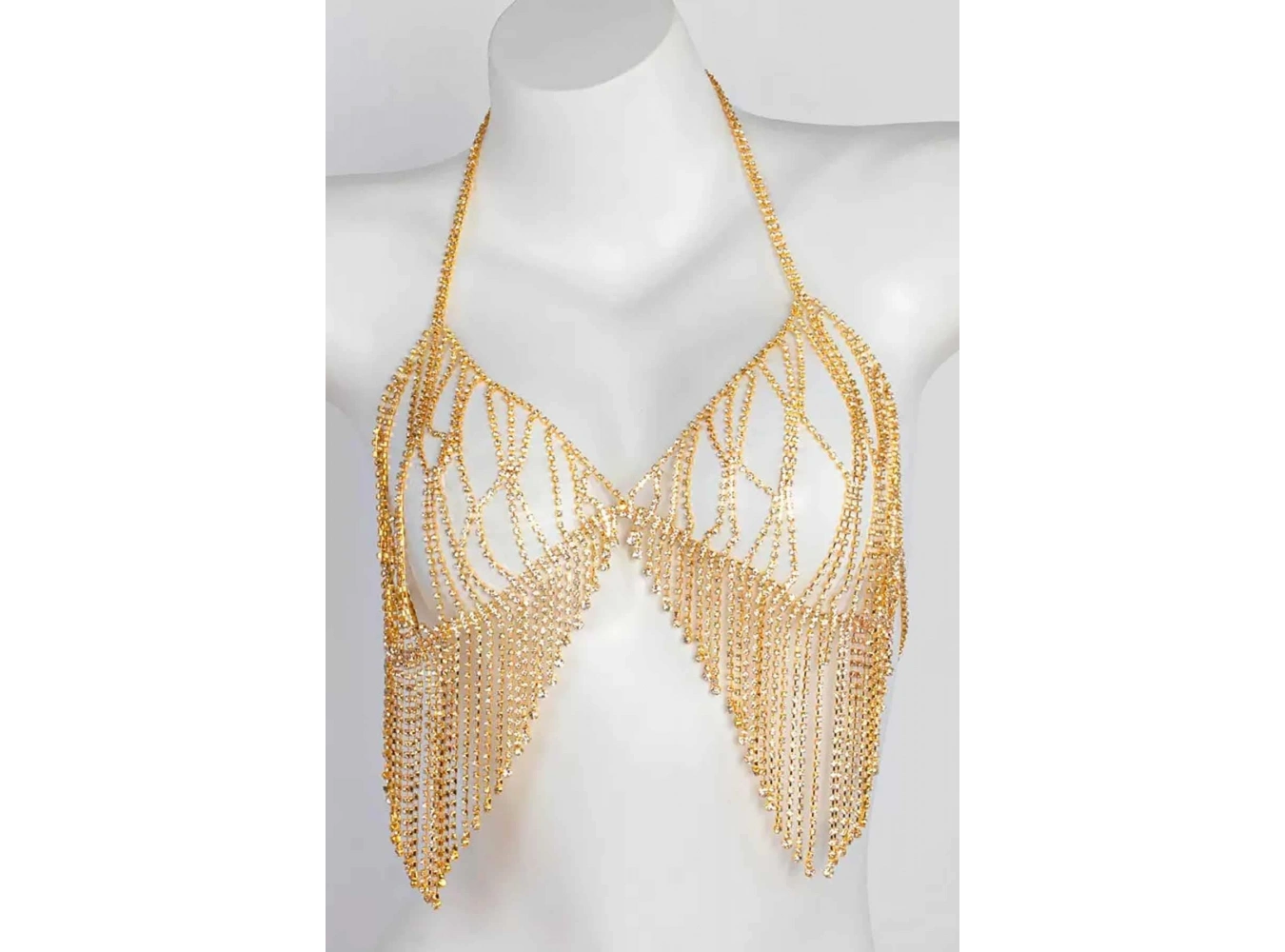 Altın Renk Taş Detaylı Bikini Üstü /Bralet /Vücut Aksesuarı
