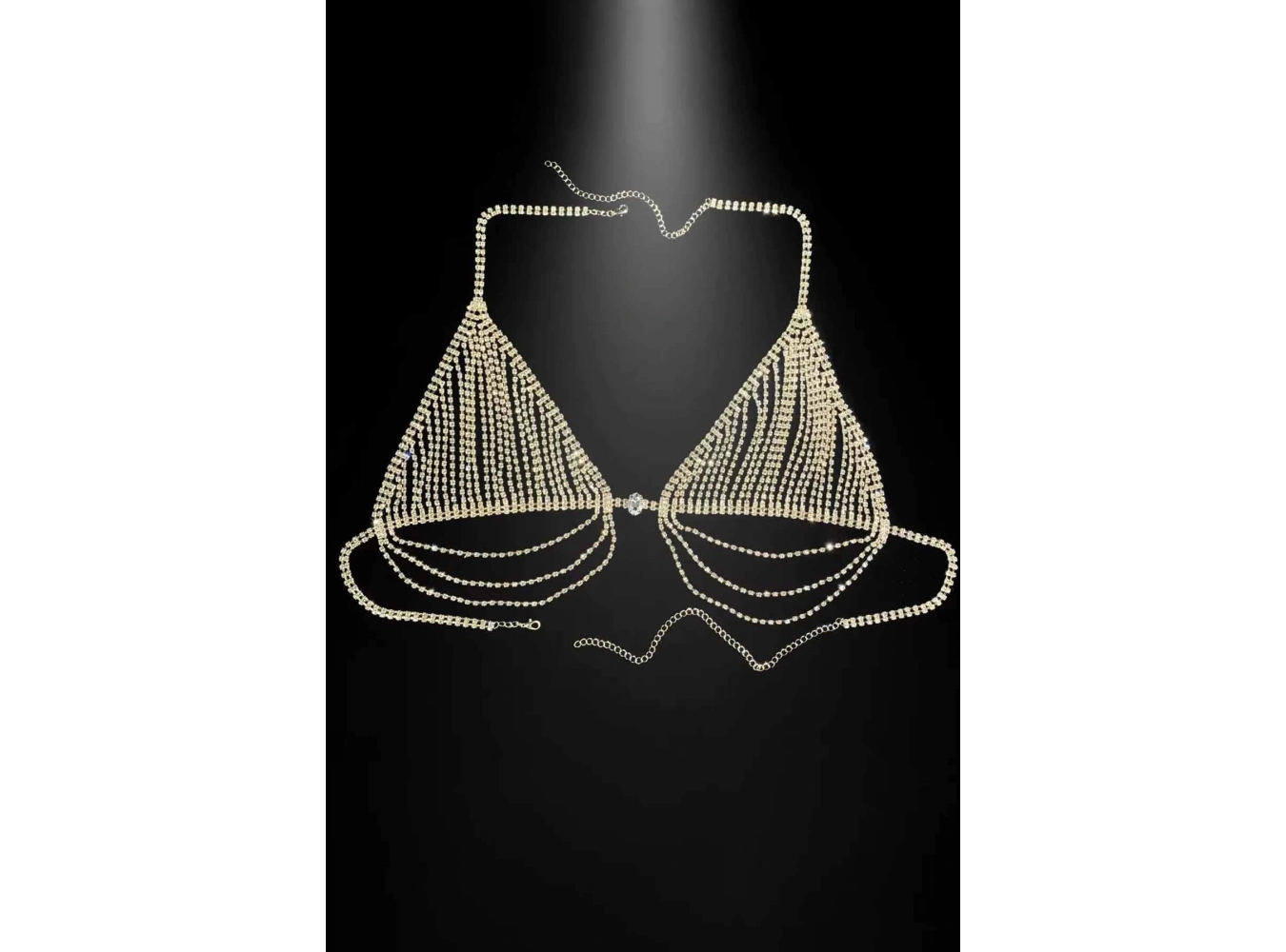 Altın Renk Taş Detaylı Bikini Üstü /Bralet /Vücut Aksesuarı