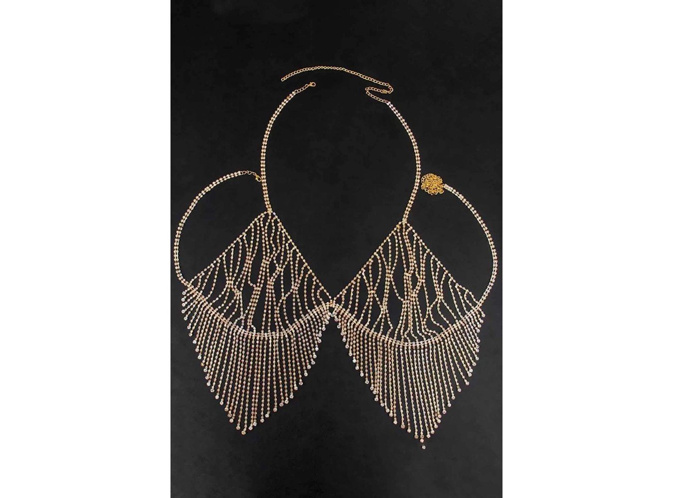 Altın Renk Taş Detaylı Bikini Üstü /Bralet /Vücut Aksesuarı