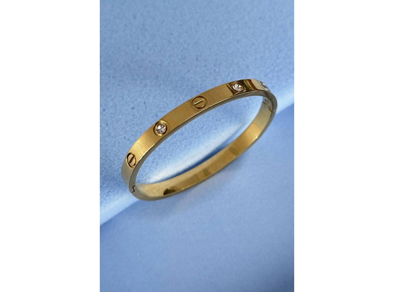 Altın Renk Taş Detaylı Çelik Bileklik (55MM)