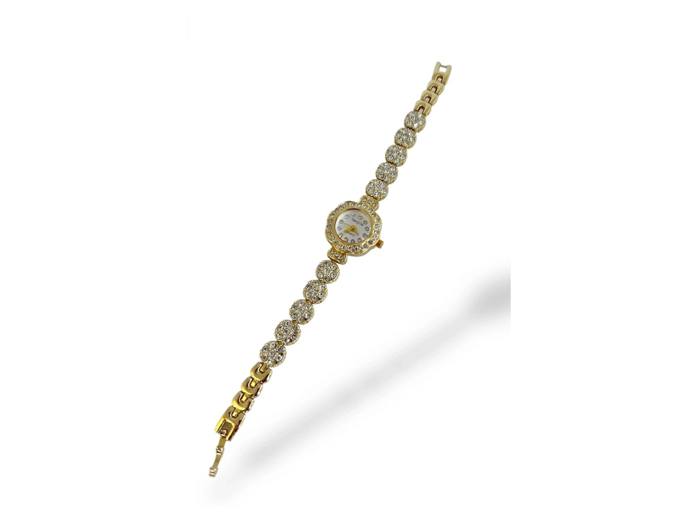 Altın Renk Taş Detaylı Çelik Kordonlu Kadın Saat