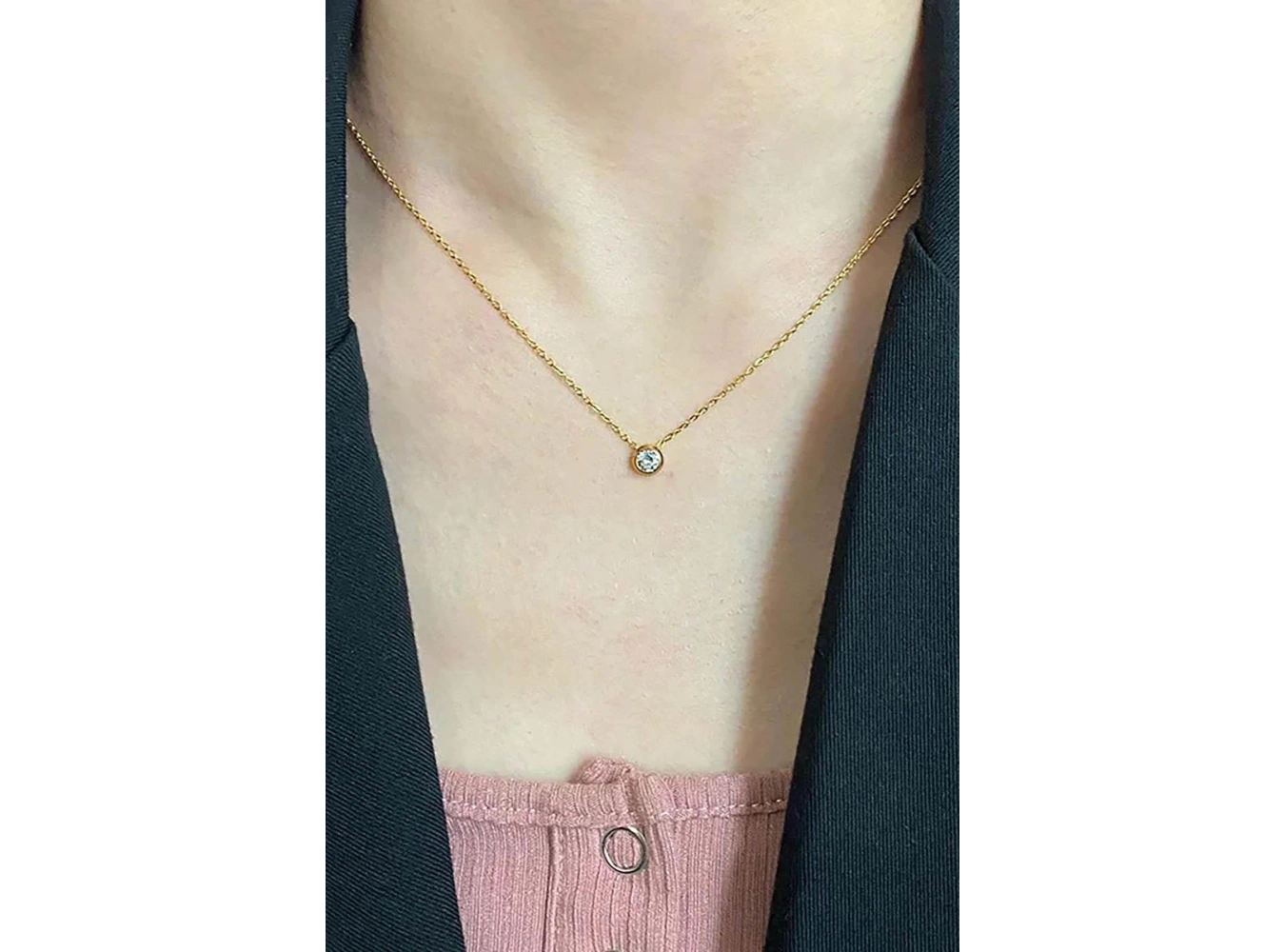 Altın Renk Taş Detaylı Çelik VİP Xuping Kolye