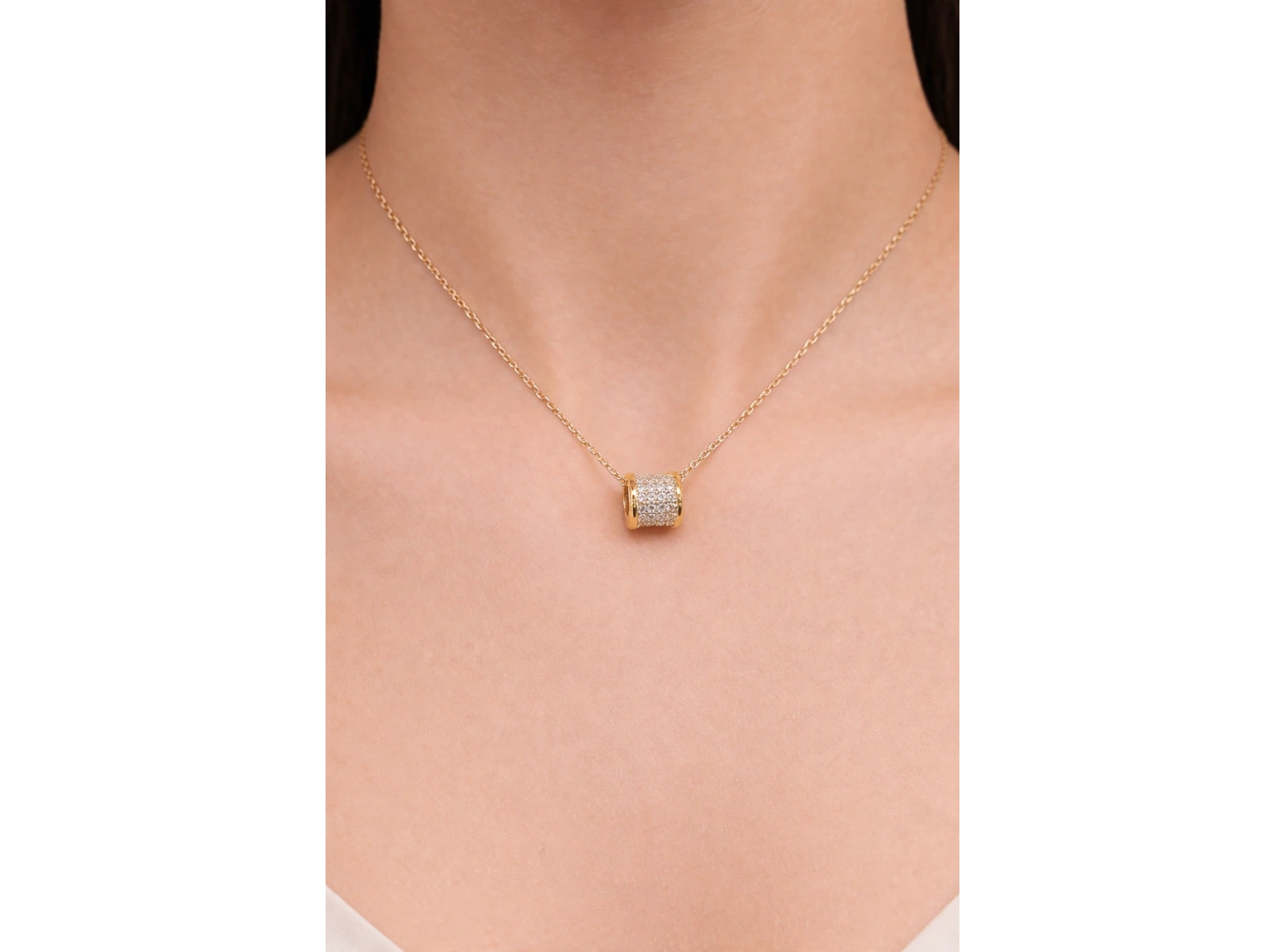 Altın Renk Taş Detaylı Çelik VİP Xuping Kolye