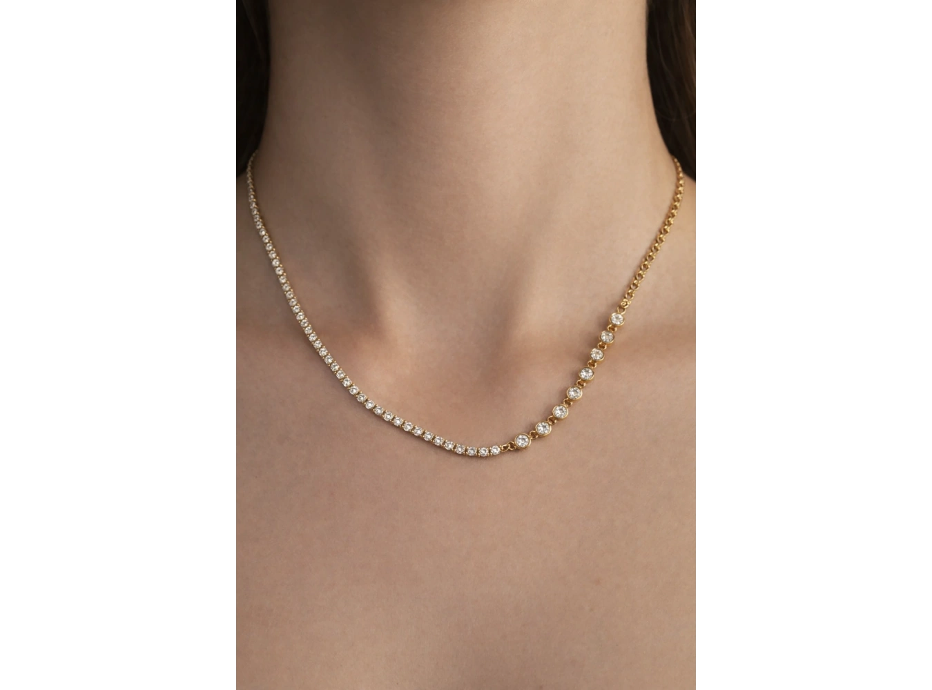 Altın Renk Taş Detaylı Çelik VİP Xuping Kolye