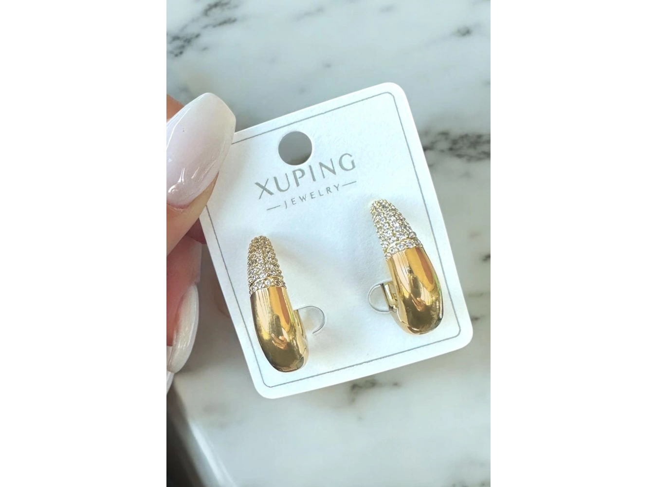 Altın Renk Taş Detaylı Çelik Xuping Küpe (Çift)