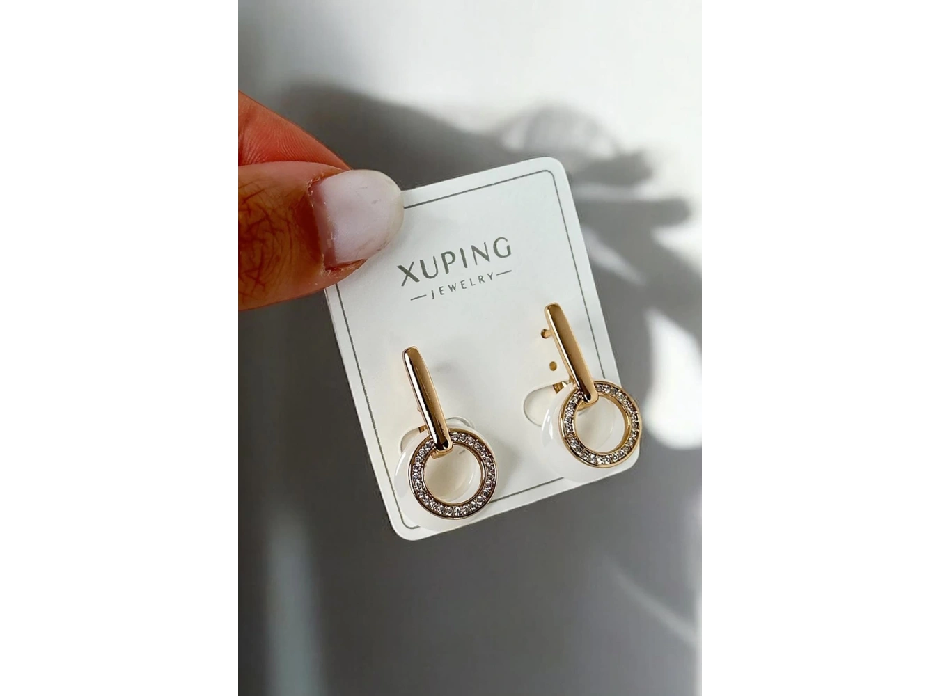 Altın Renk Taş Detaylı Çelik Xuping Küpe (Çift)