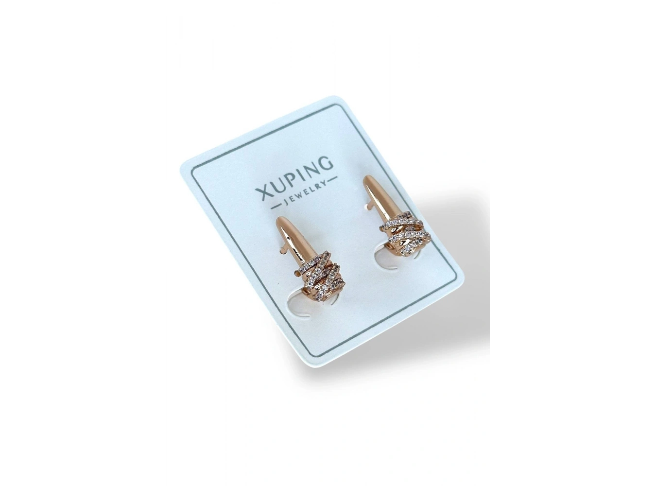 Altın Renk Taş Detaylı Çelik Xupıng Küpe (Çift)