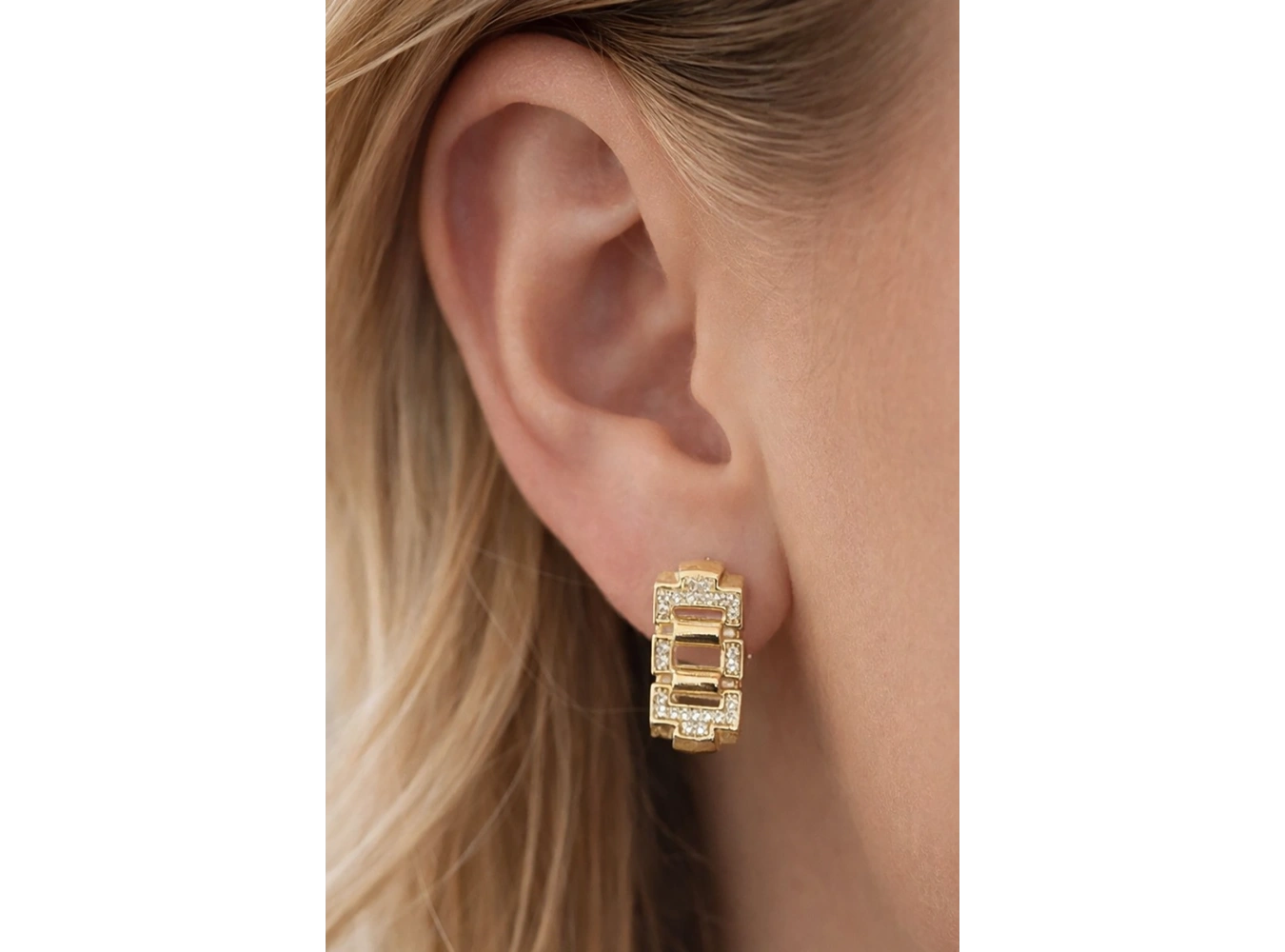 Altın Renk Taş Detaylı Çelik Xuping Küpe (Çift)