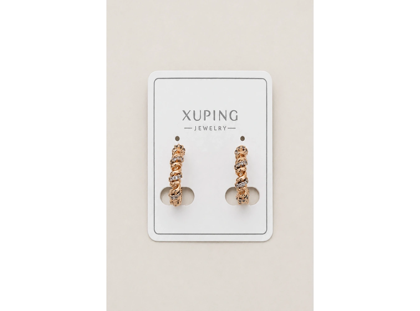 Altın Renk Taş Detaylı Çelik  Xuping Küpe (Çift)