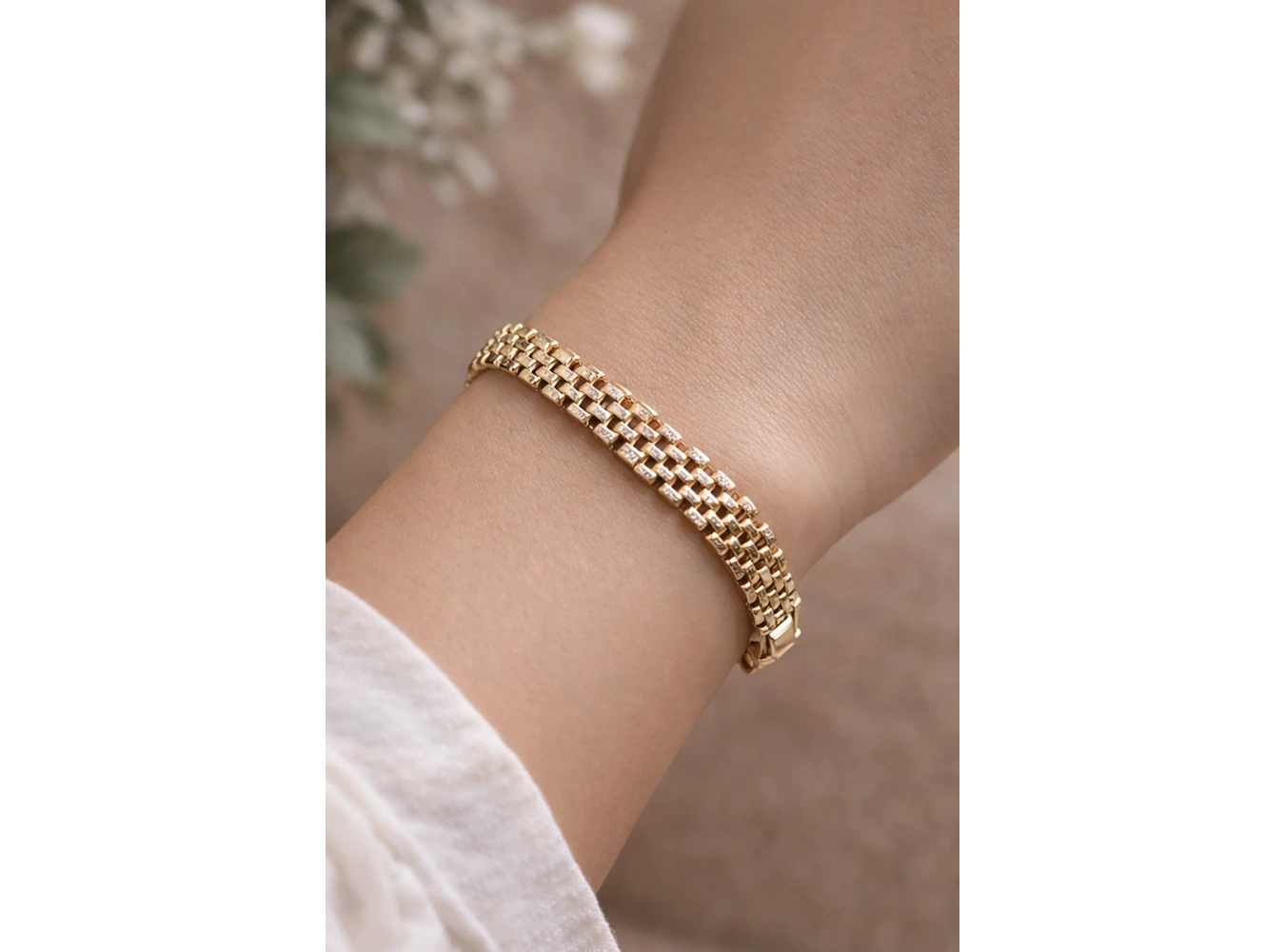 Altın Renk Taş Detaylı Çelik Xuping VİP Bileklik