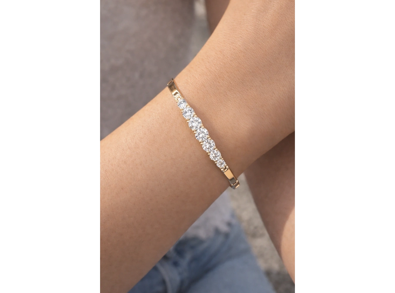 Altın Renk Taş Detaylı Çelik Xuping VİP Bileklik