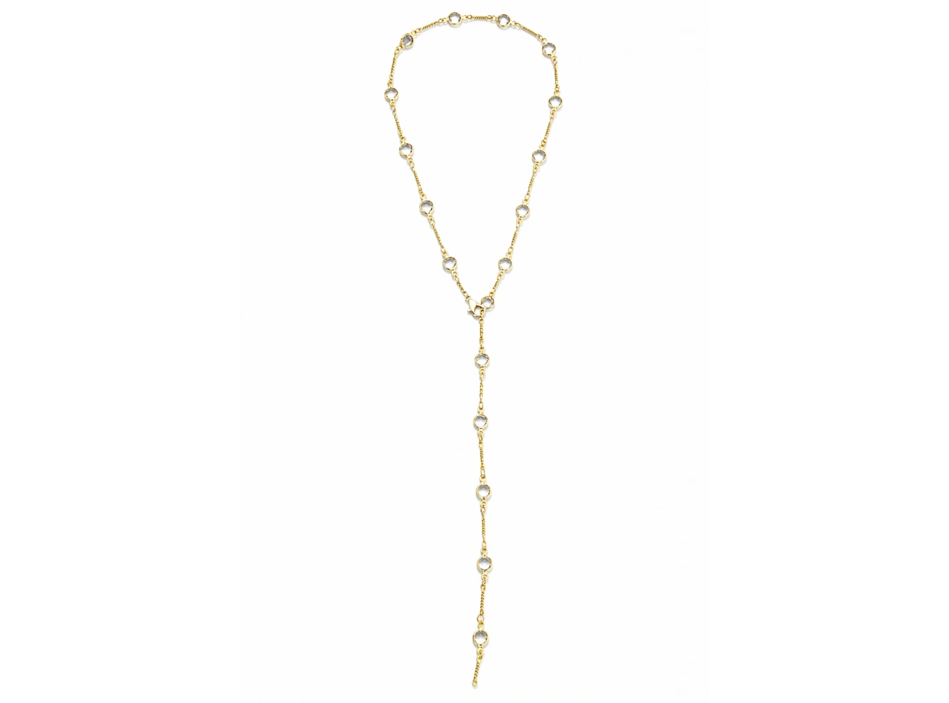 Altın Renk Taş Detaylı Çelik Y Kolye