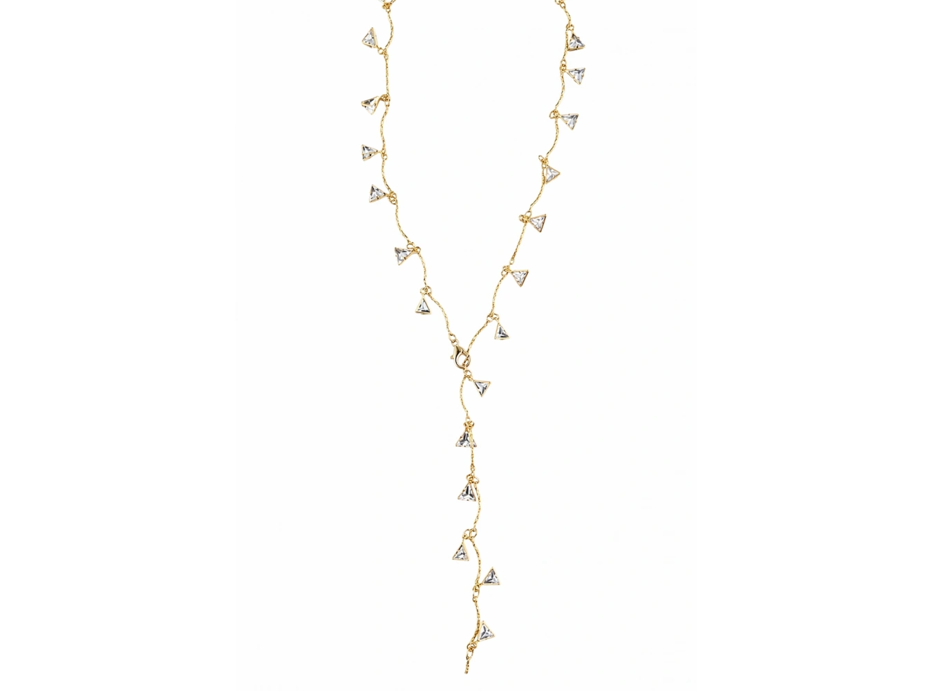 Altın Renk Taş Detaylı Çelik Y Kolye