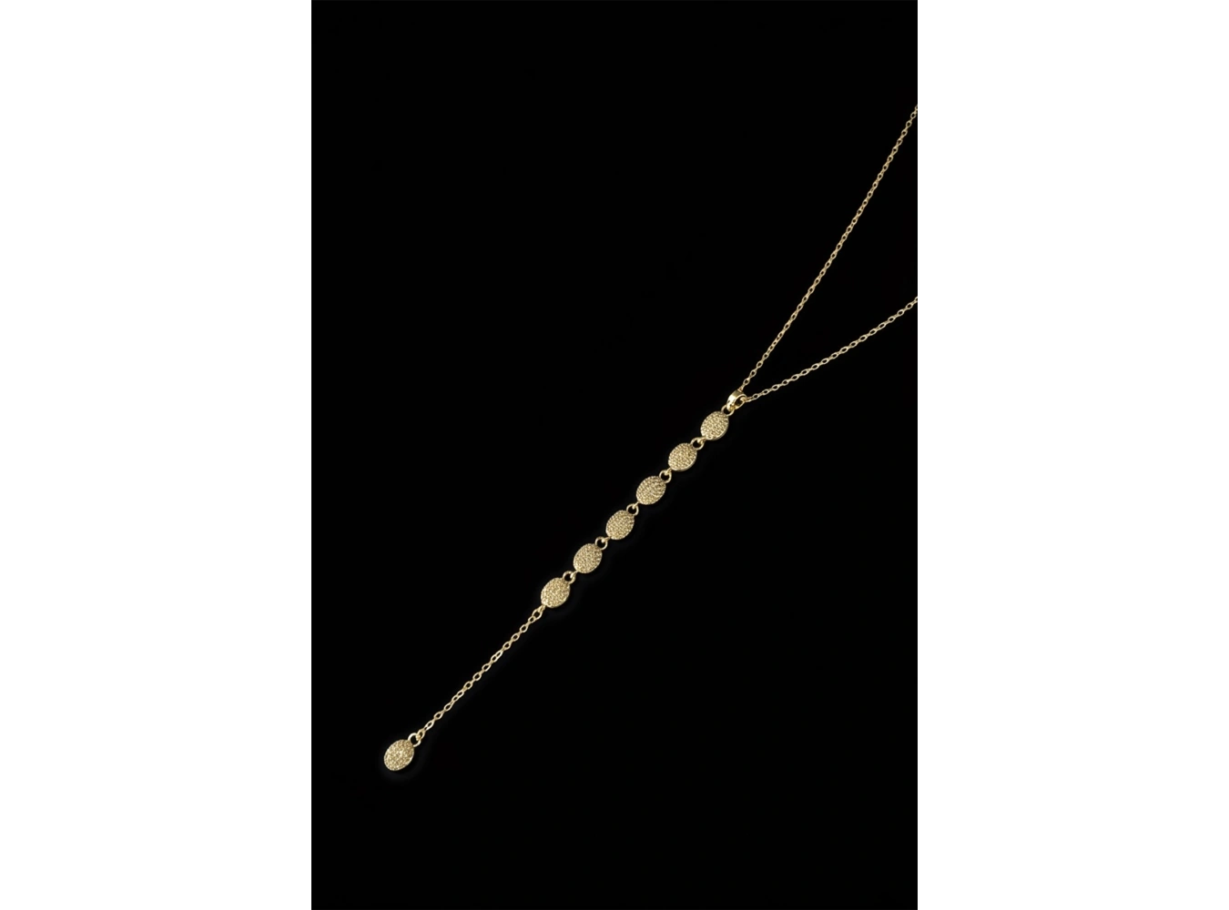 Altın Renk Taş Detaylı Çelik Y Kolye