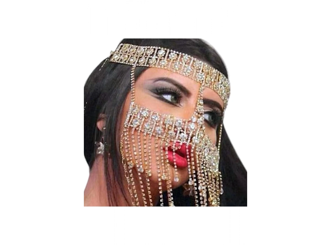 Altın Renk Taş Detaylı Dansöz Maskesi