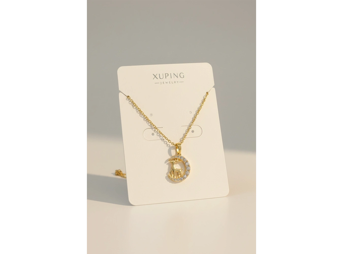 Altın Renk Taş Detaylı Geyik Figürlü Çelik VİP Xuping Kolye