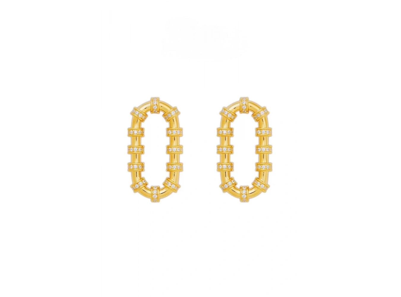 Altın Renk Taş Detaylı Küpe (Çift)