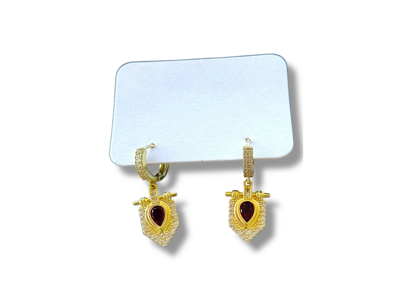 Altın Renk Taş Detaylı Küpe (Çift)