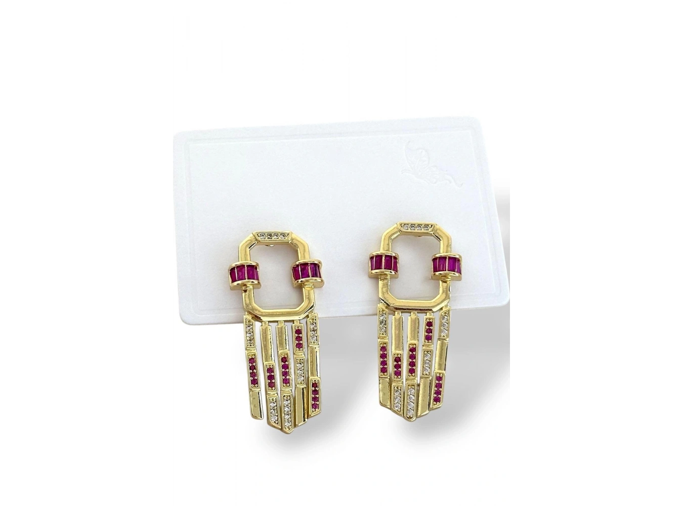 Altın Renk Taş Detaylı Küpe (Çift)