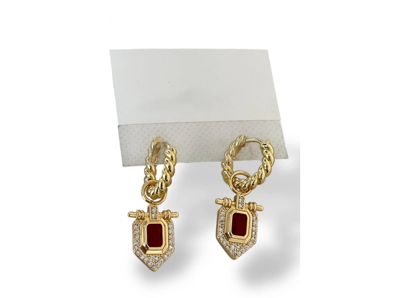 Altın Renk Taş Detaylı Küpe (Çift)