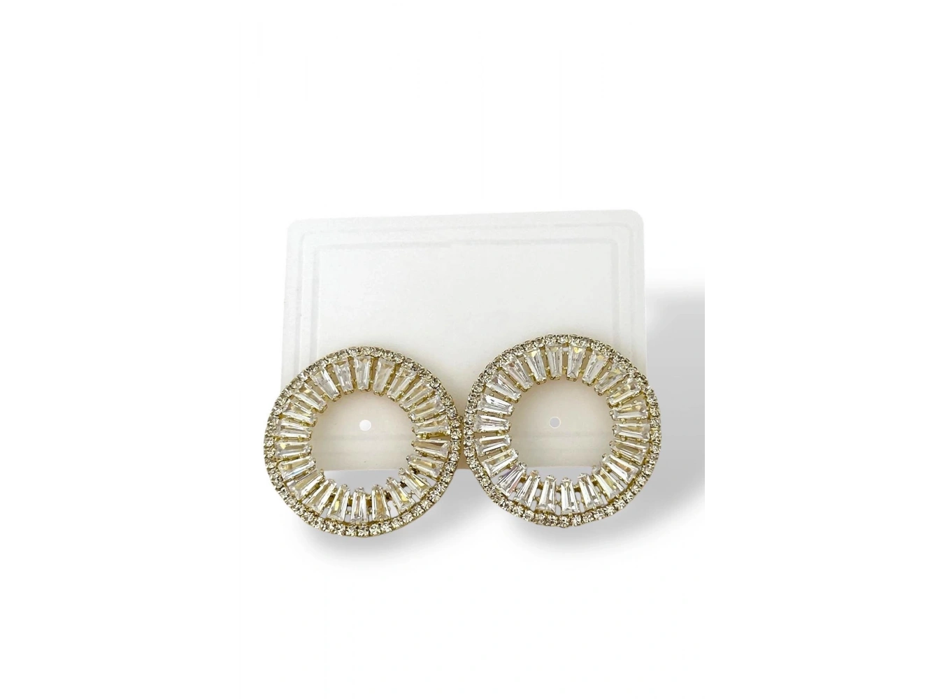 Altın Renk Taş Detaylı Küpe (Çift)