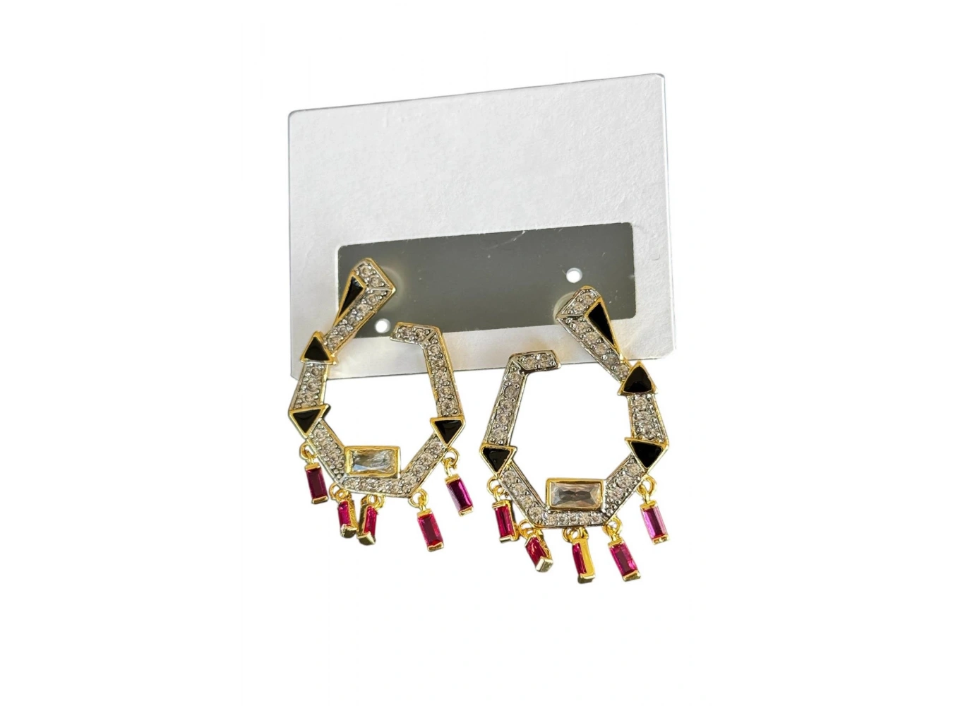 Altın Renk Taş Detaylı Küpe (Çift)