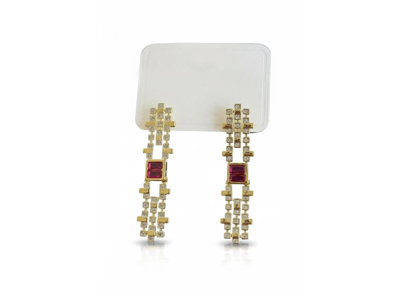 Altın Renk Taş Detaylı Küpe (Çift)