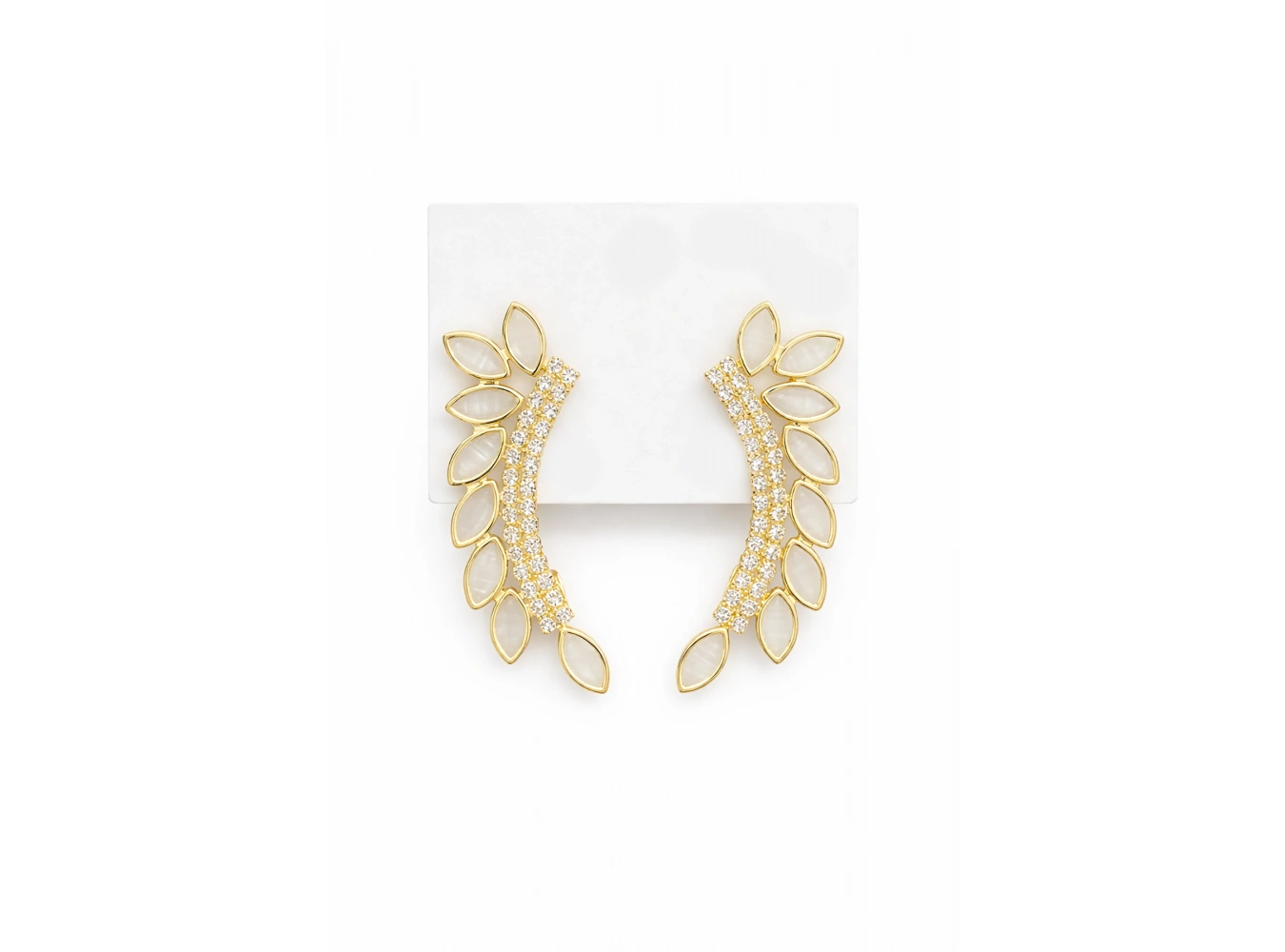 Altın Renk Taş Detaylı Küpe (Çift)