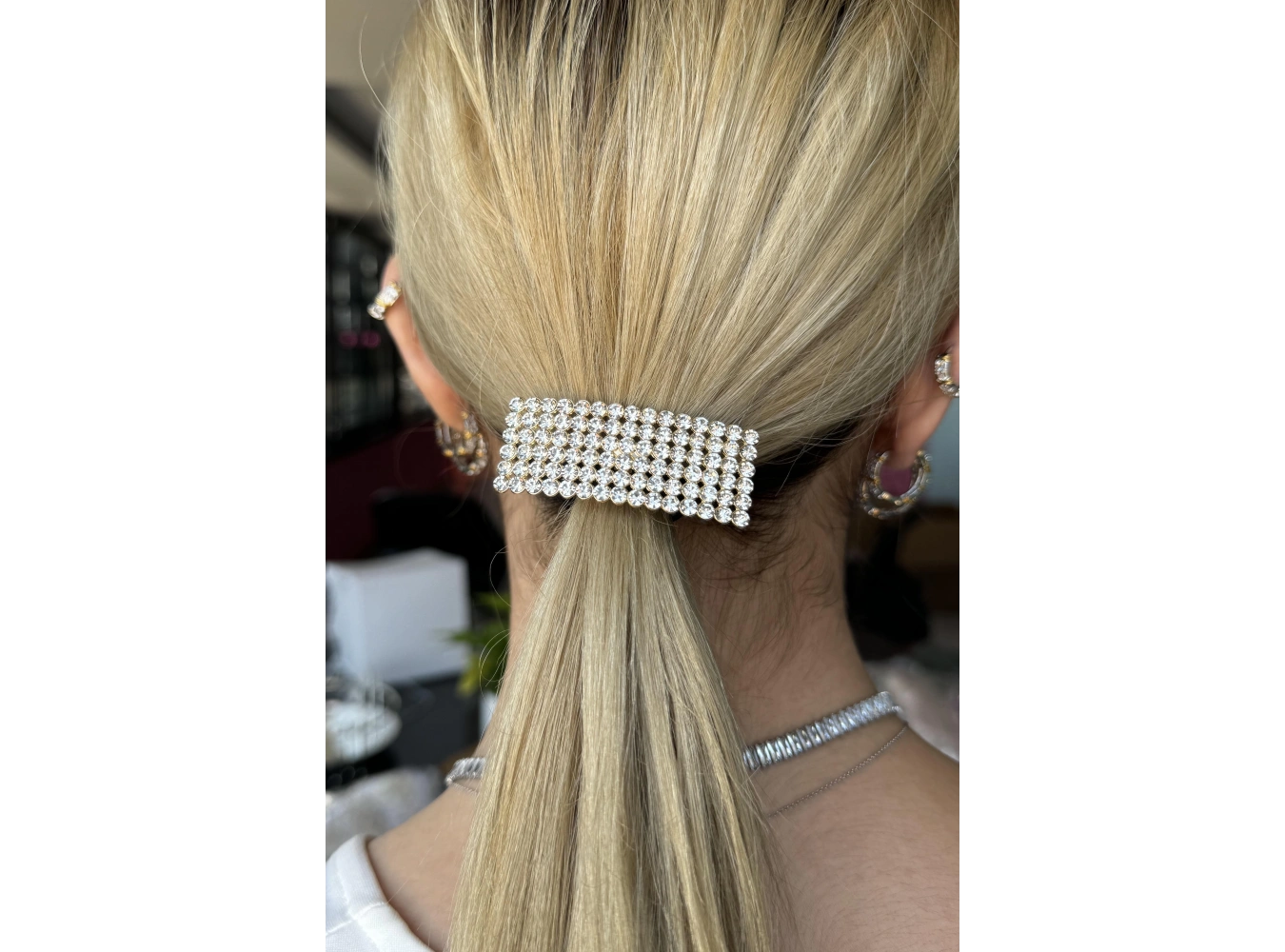 Altın Renk Taş Detaylı Lastik Toka