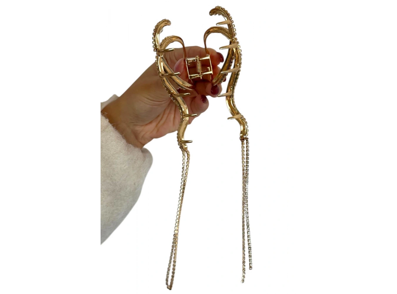 Altın Renk Taş Detaylı Metal Mandal Toka