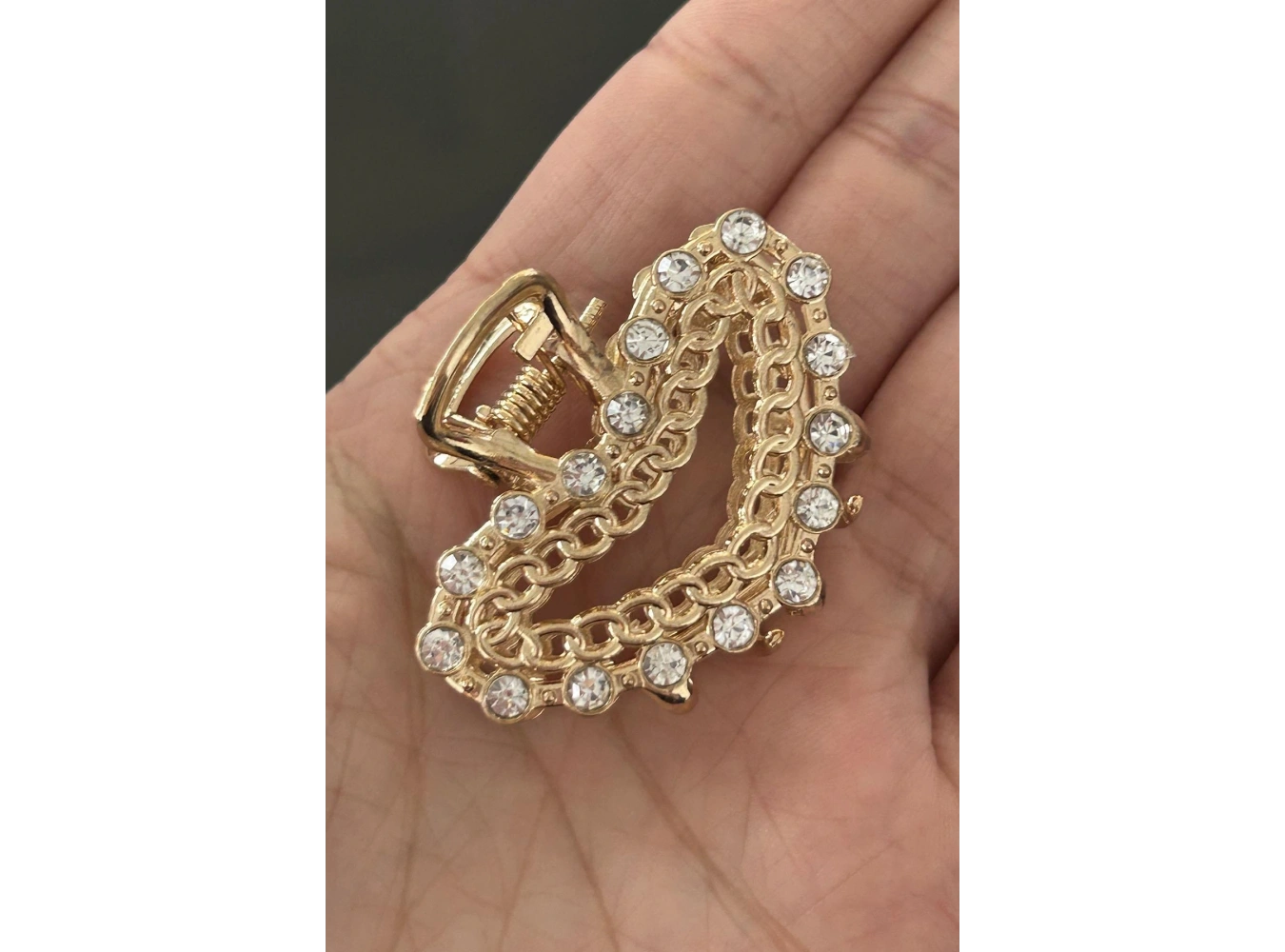 Altın Renk Taş Detaylı Mini Metal Mandal Toka