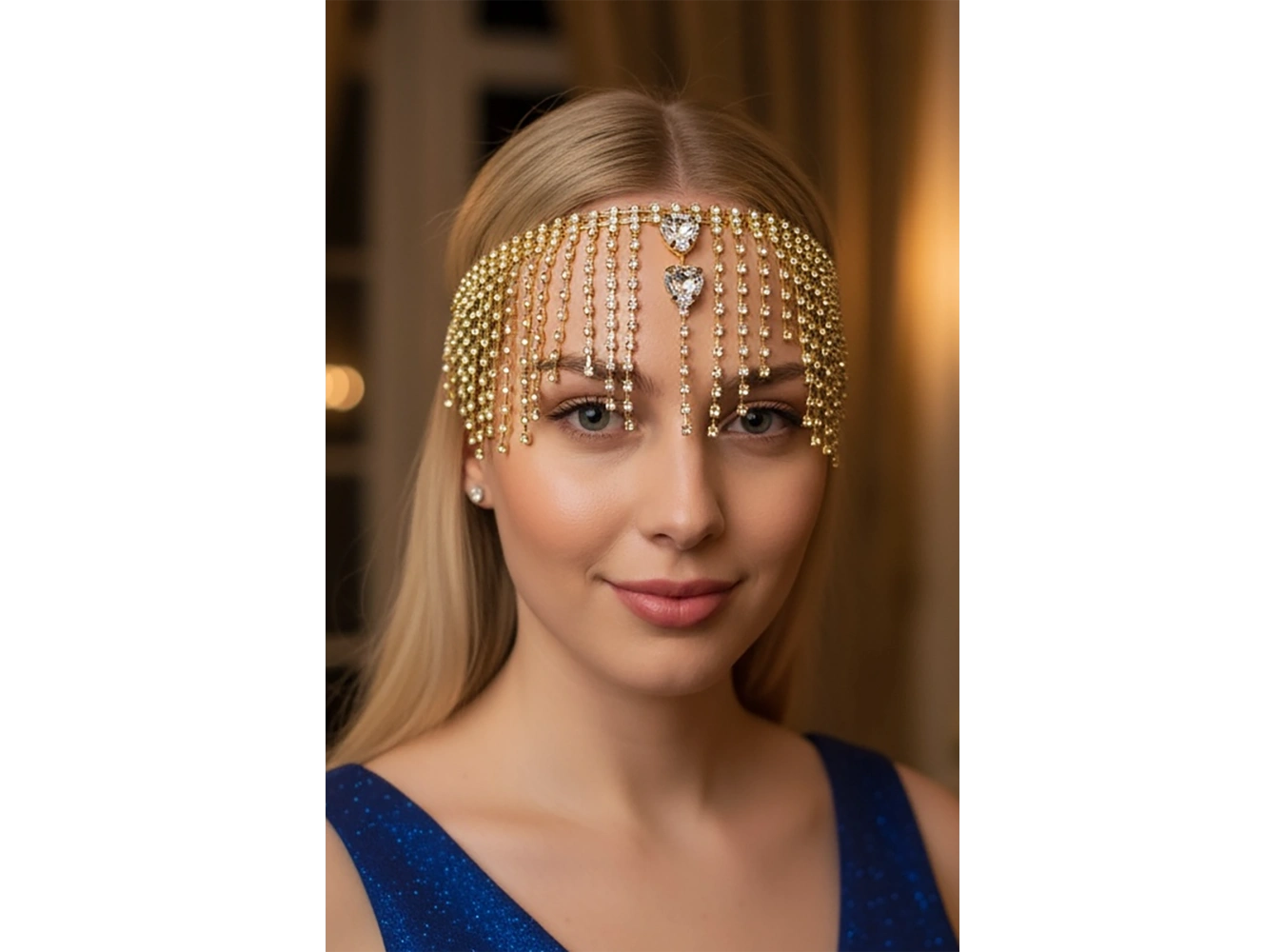 Altın Renk Taş Detaylı Saç Aksesuarı/ Kına Aksesuarı