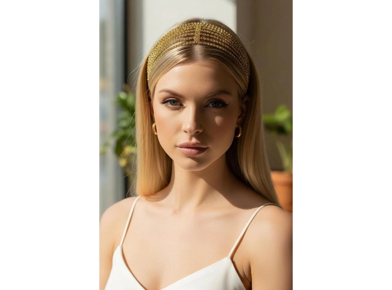 Altın Renk Taş Detaylı Saç Aksesuarı/ Kına Aksesuarı