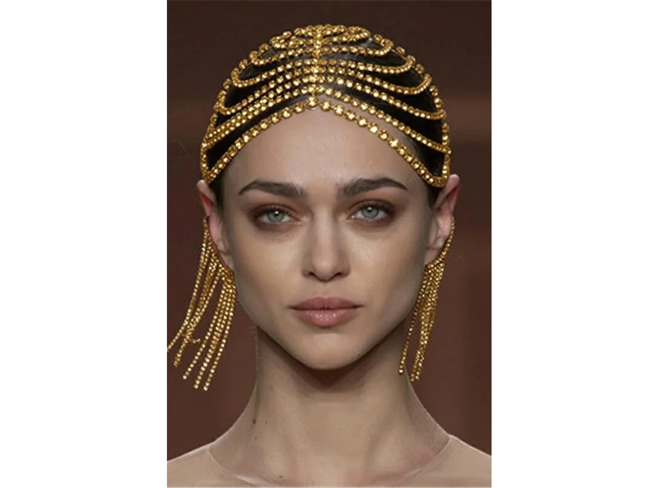 Altın Renk Taş Detaylı Saç Aksesuarı/Kına Aksesuarı