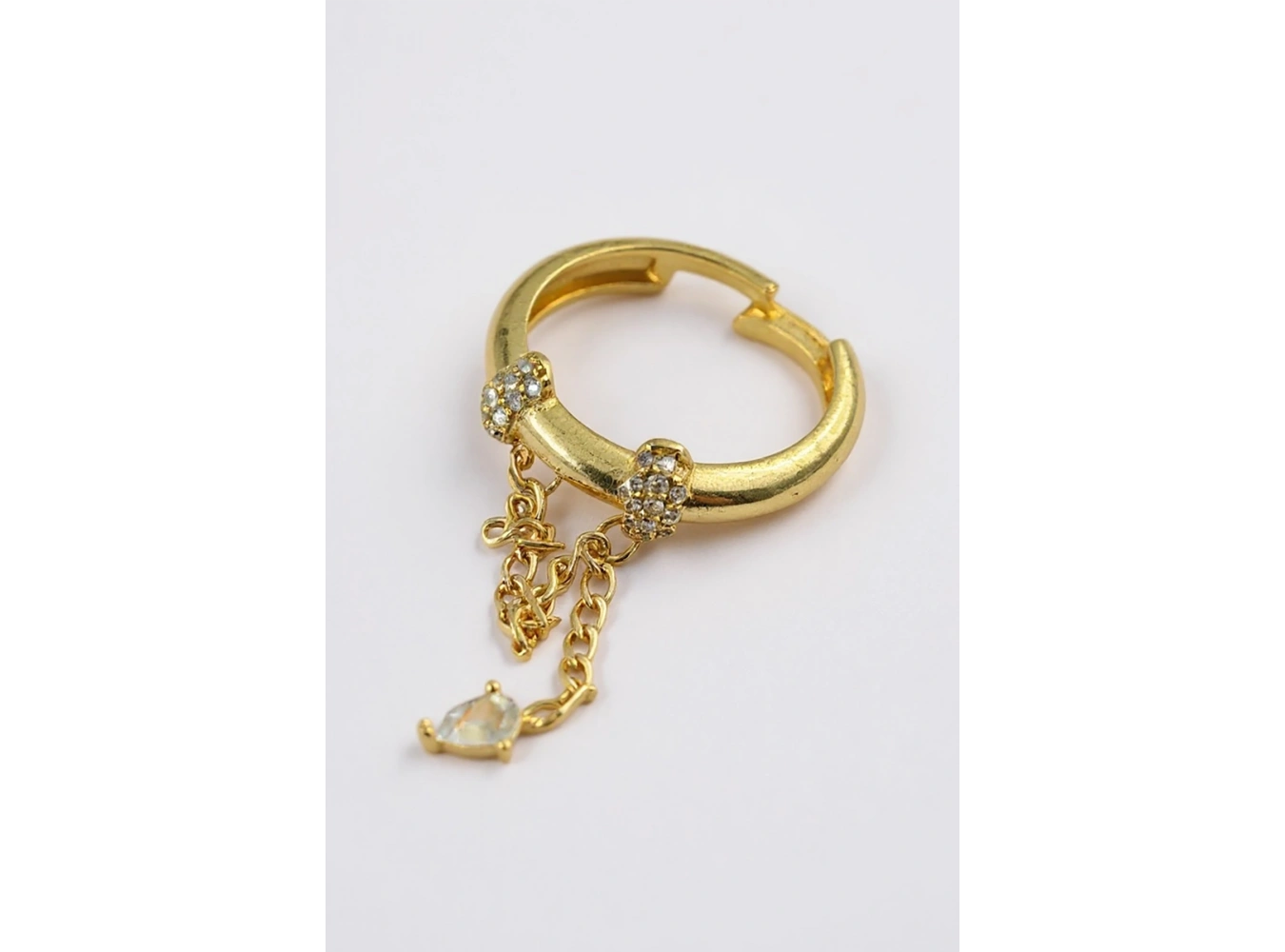 Altın Renk Taş Detaylı Sallantılı Ayarlanabilir Yüzük