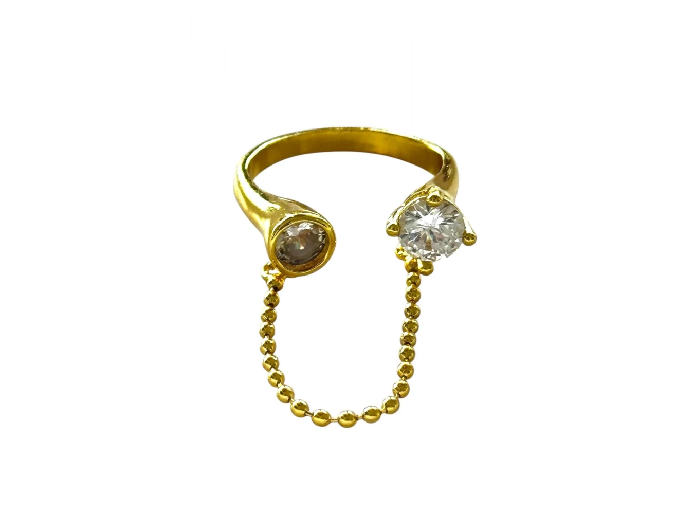 Altın Renk Taş Detaylı Sallantılı Ayarlanabilir Yüzük