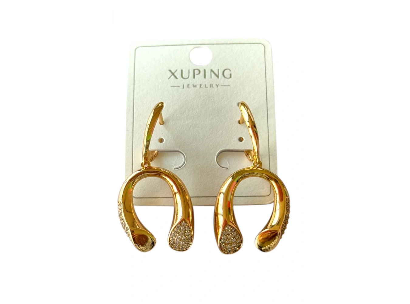 Altın Renk Taş Detaylı Sallantılı Çelik Xuping Küpe (Çift)