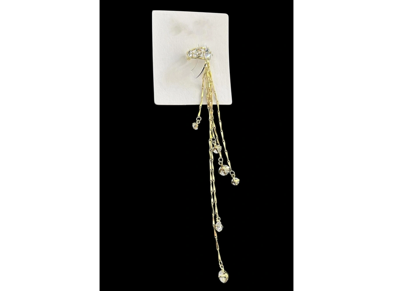 Altın Renk Taş Detaylı Sallantılı Ear Cuff (Tek)