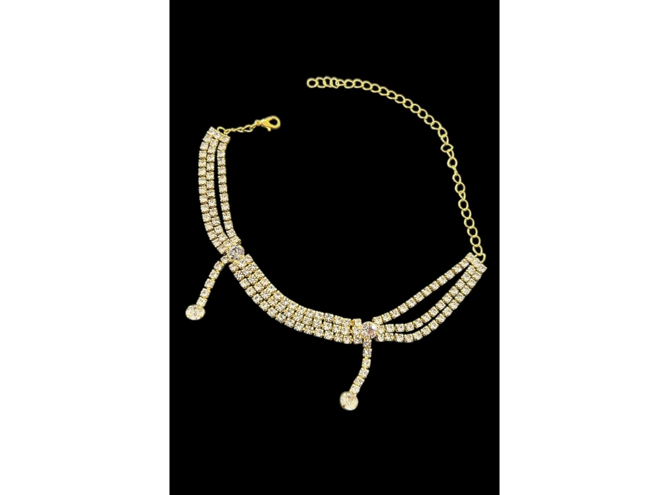 Altın Renk Taş Detaylı Tasarım Abiye Kolye